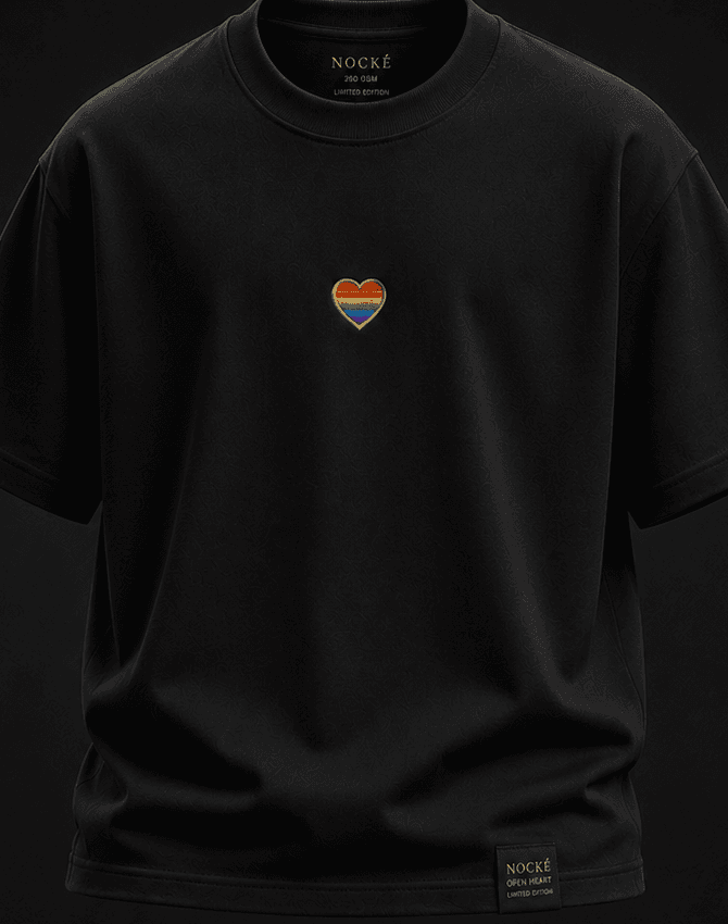 Open Heart Tee selected in Black